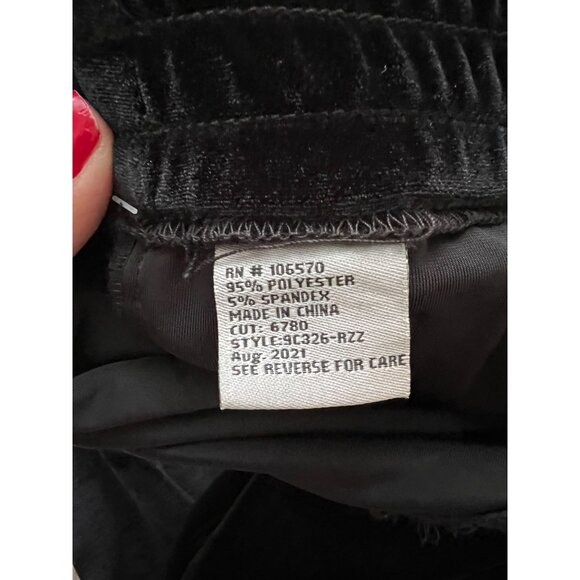 Tractr Womens Black Velvet Jogger Pants Size 14/32 Elastic Waist Pockets Lounge - Picture 7 of 9